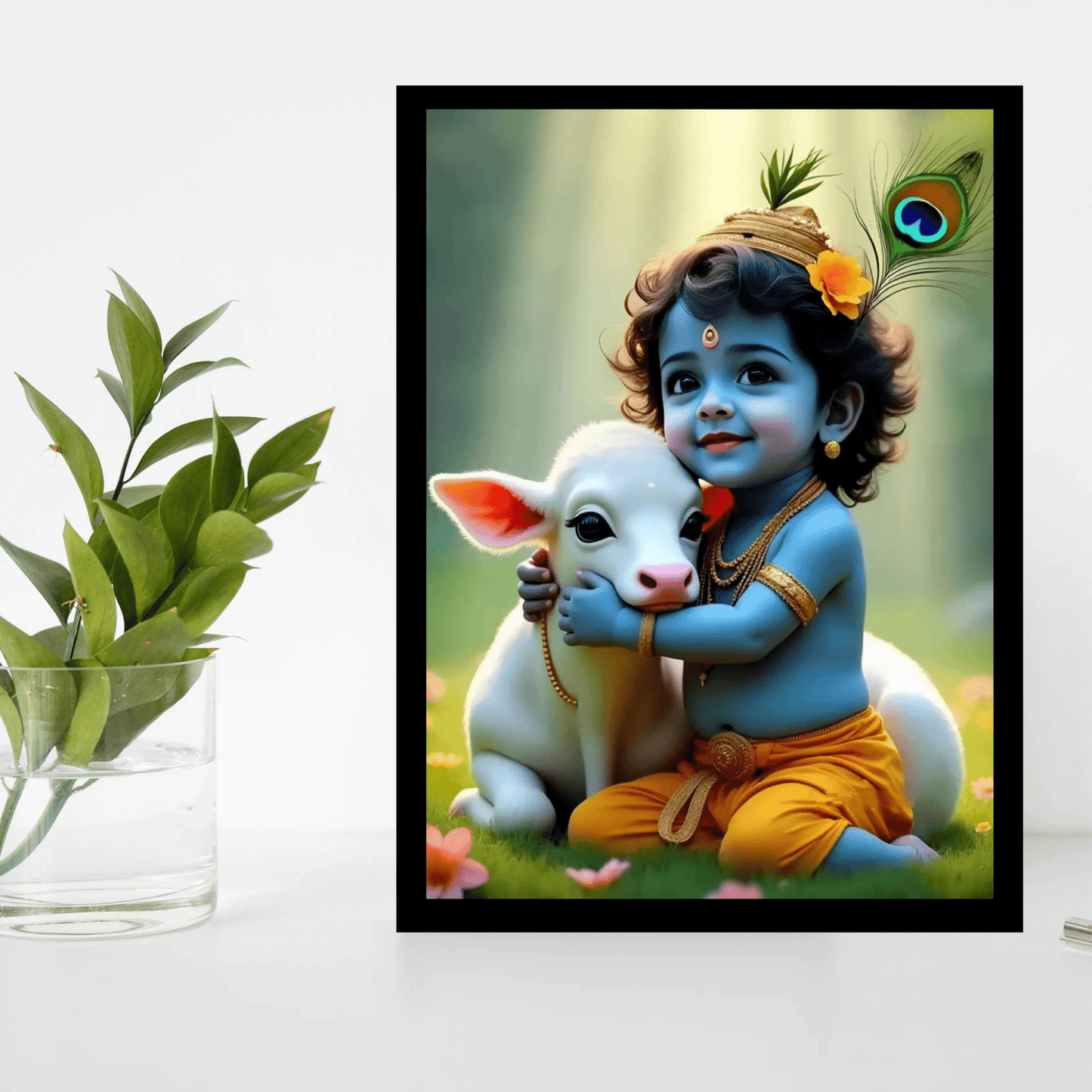 Divine Bal Krishna Wooden Frame – Perfect for Home & Gifting - The Frame Wala