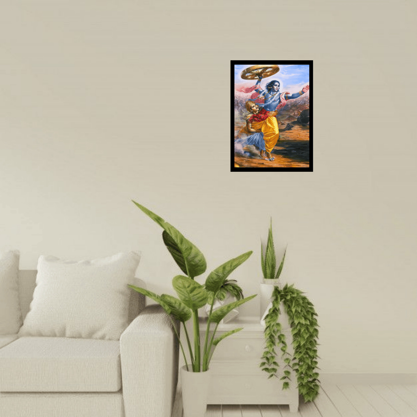 Divine Wooden Frame of Lord Krishna and Arjun – Mahabharata Spiritual Art - The Frame Wala