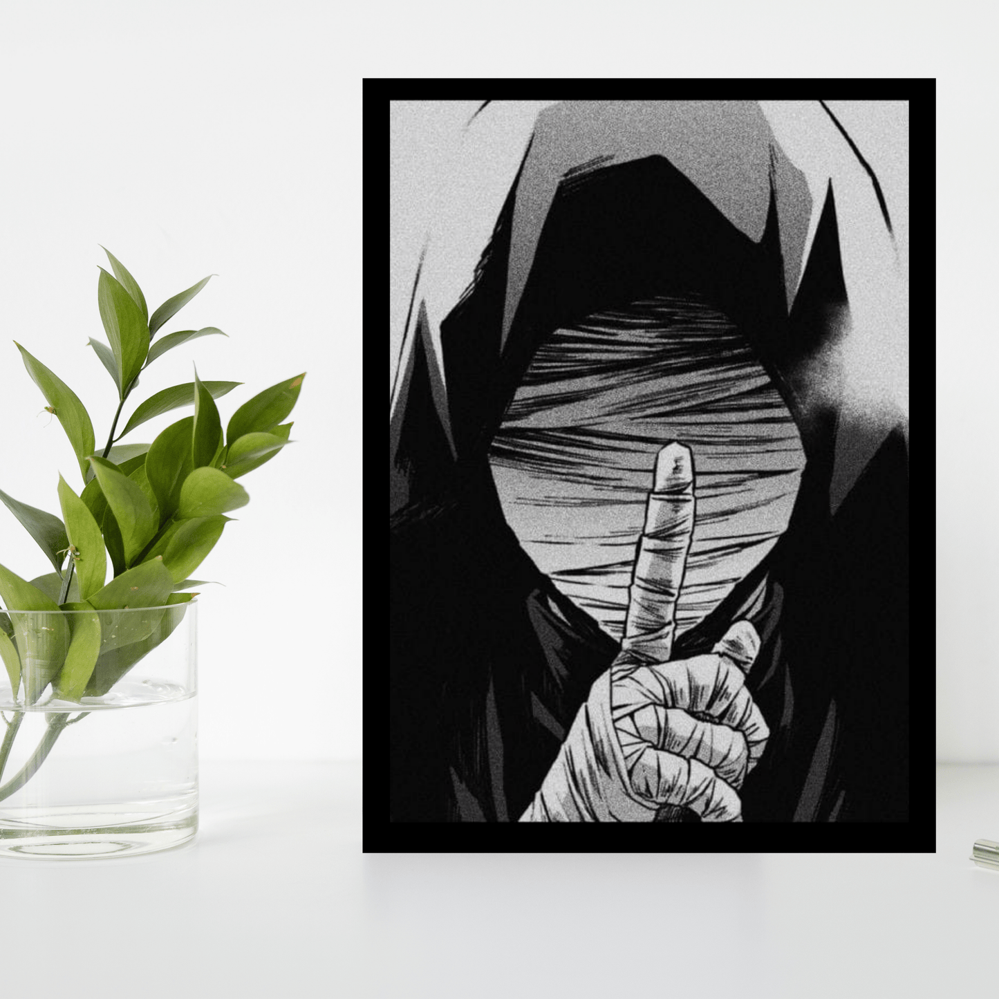 Mysterious Hooded Figure – Dark Anime Wooden Frame - The Frame Wala
