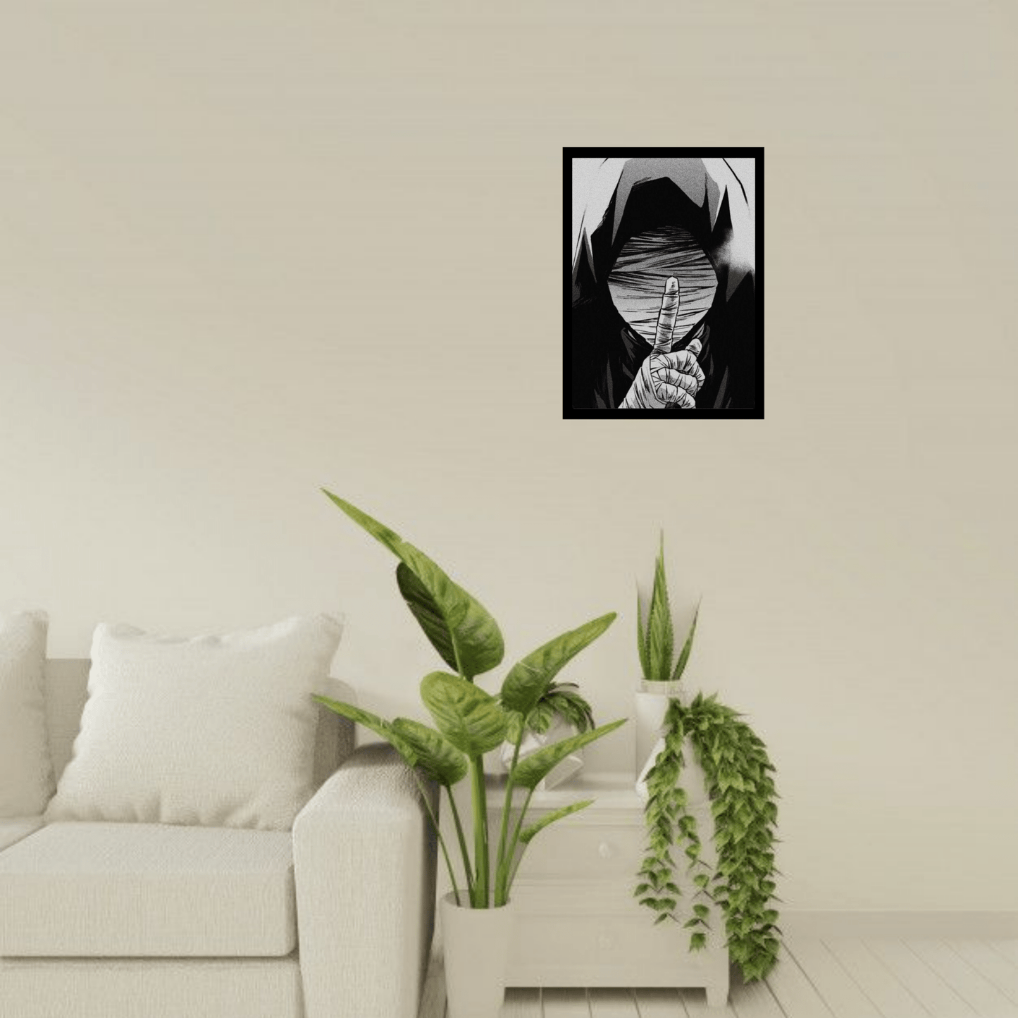 Mysterious Hooded Figure – Dark Anime Wooden Frame - The Frame Wala