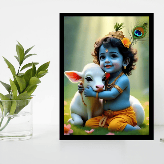 Divine Bal Krishna Wooden Frame – Perfect for Home & Gifting - The Frame Wala