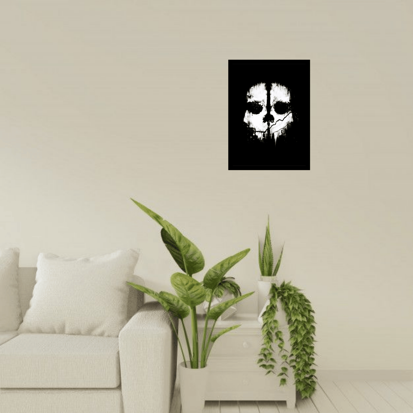 Ghost Skull Minimalist Wooden Frame – Bold & Striking Wall Art - The Frame Wala