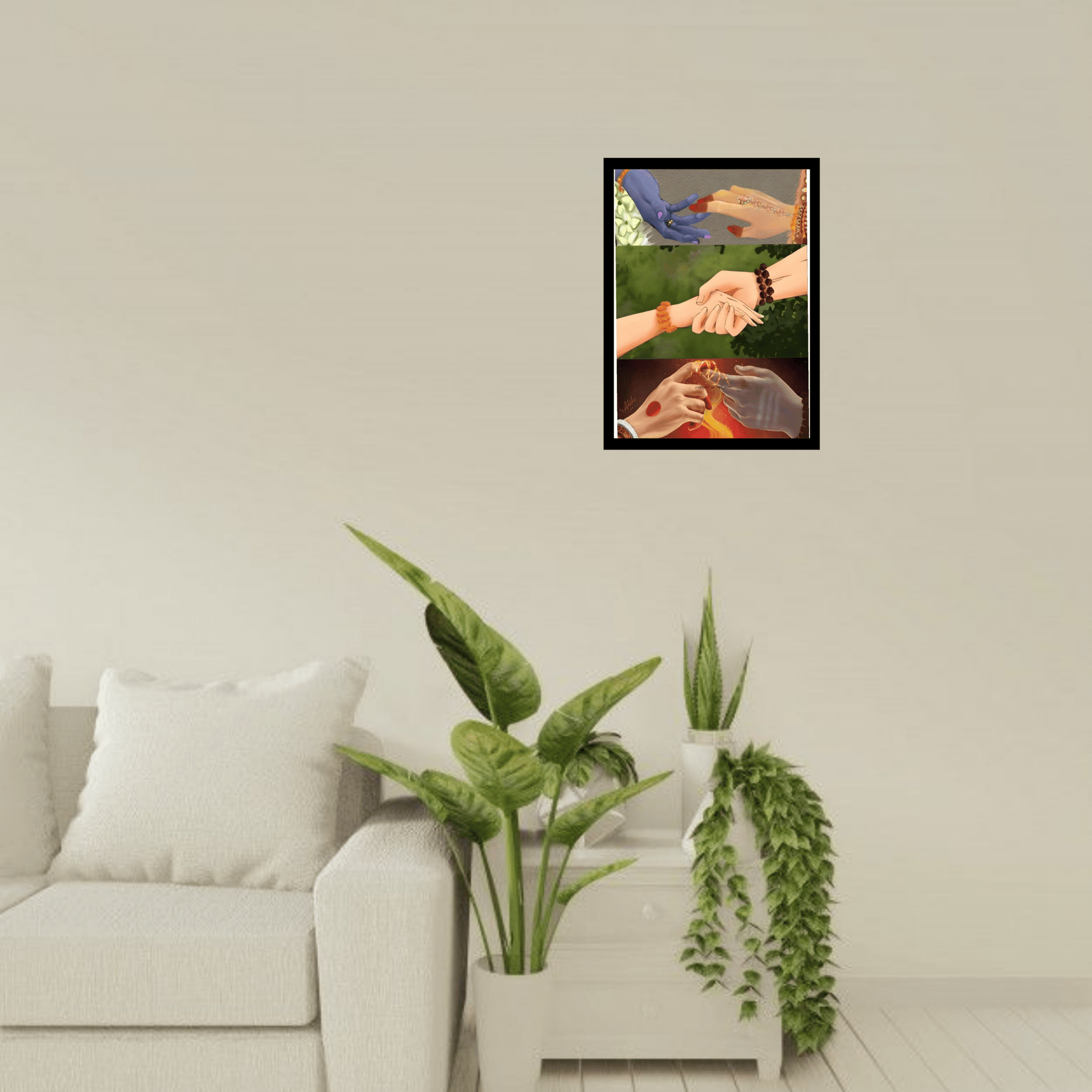 Hand Touch Spiritual Artwork Wooden Frame – A Symbol of Divine Connection - The Frame Wala