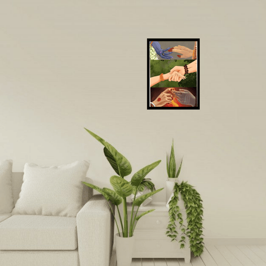 Hand Touch Spiritual Artwork Wooden Frame – A Symbol of Divine Connection - The Frame Wala