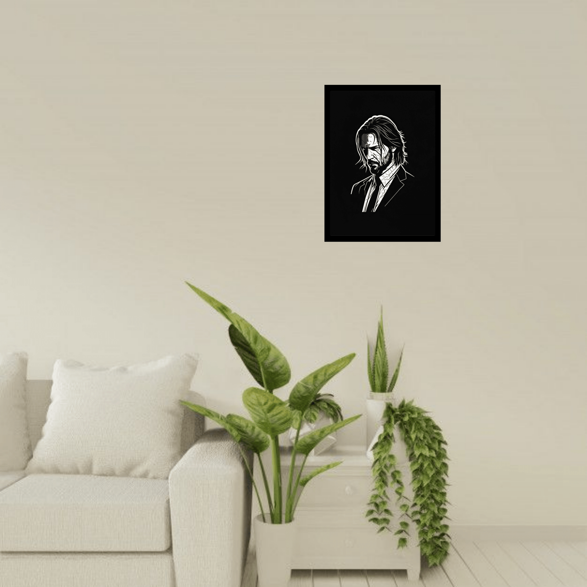 John Wick – Black & White Minimalist Wooden Frame - The Frame Wala