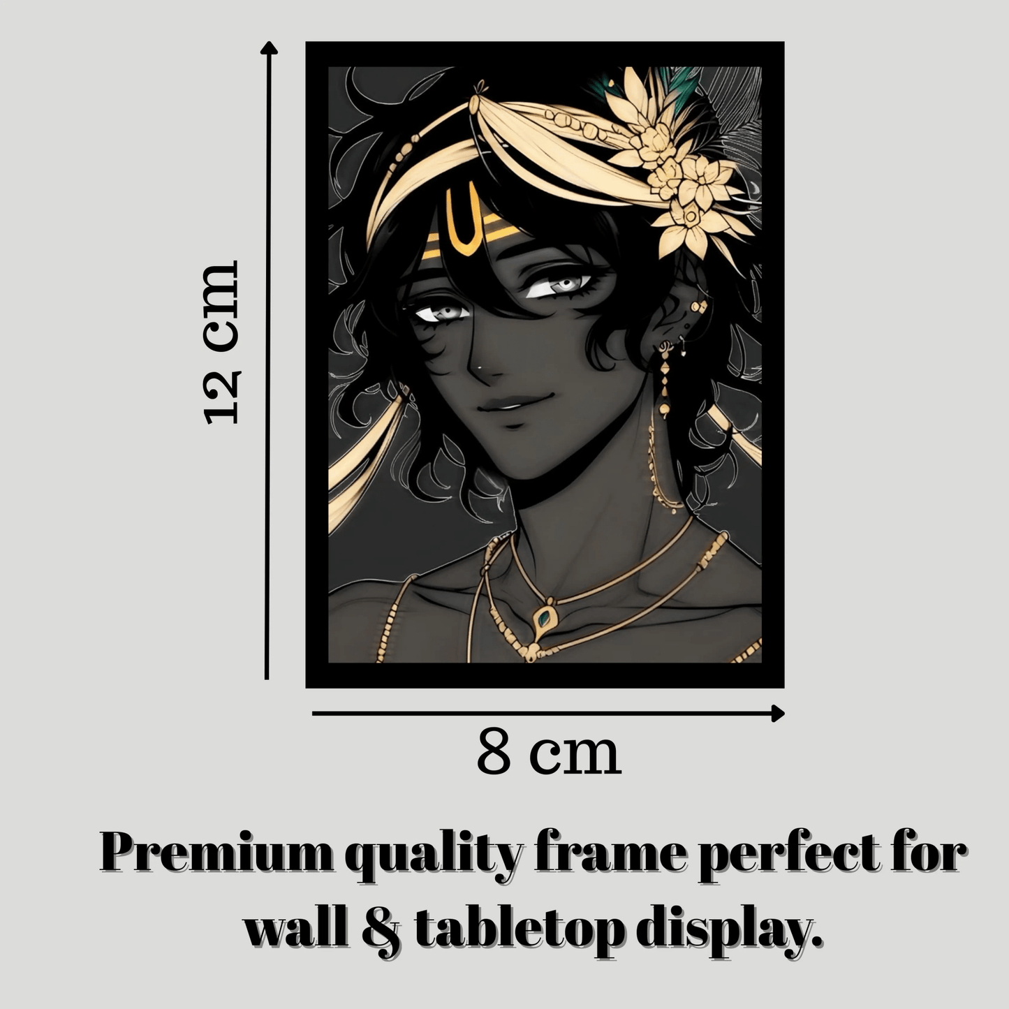 Lord Krishna Wooden Wall Frame – Exquisite Handcrafted Detailing, High - Quality Black Border, Vibrant Colors, Best for Devotional Gifting (8x12 inch) - The Frame Wala