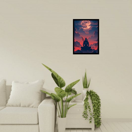 Shiv Ji in Meditation Wooden Frame – Peaceful & Divine Spiritual Decor - The Frame Wala