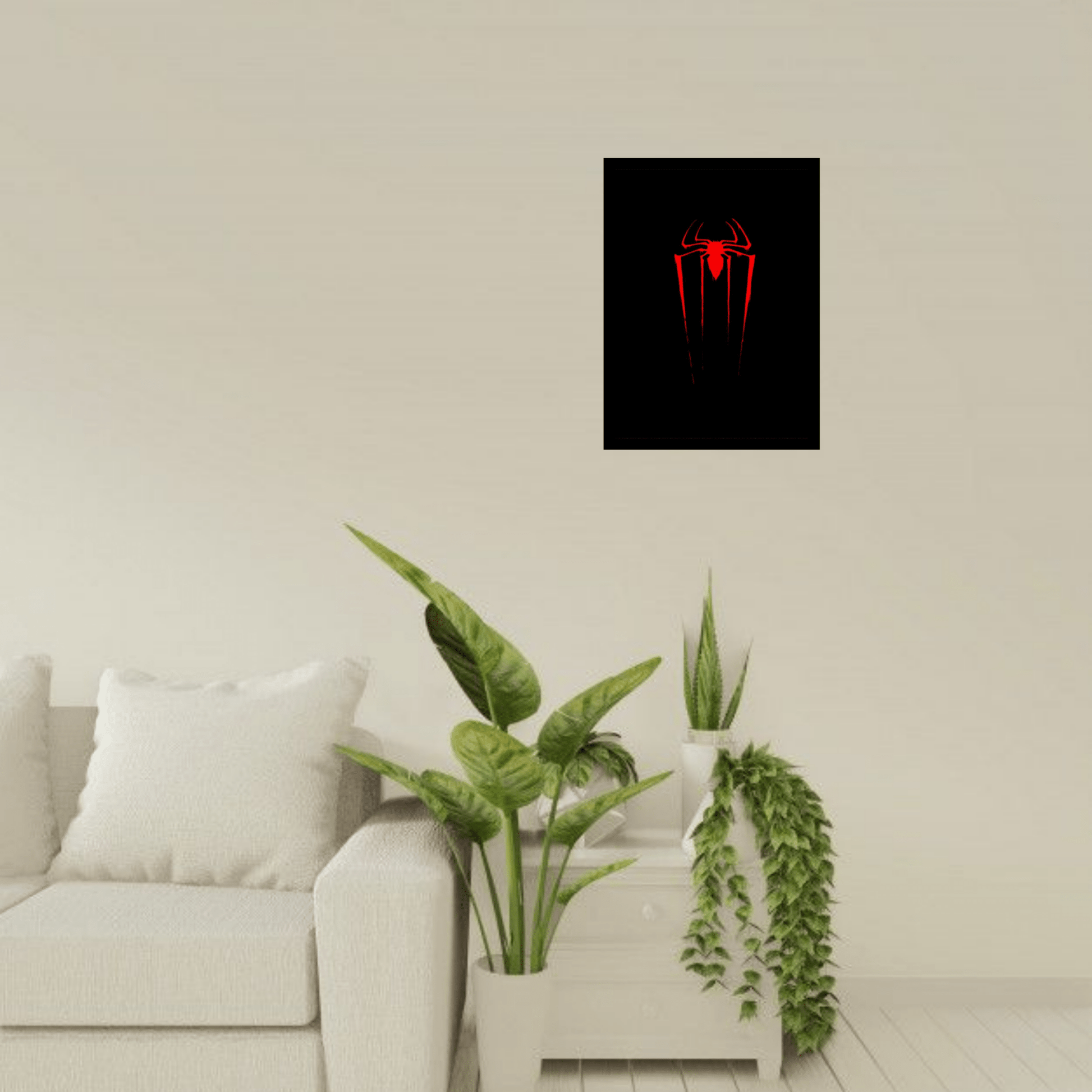 Spider - Man Red Emblem Wooden Frame – Bold & Minimalist Superhero Wall Art - The Frame Wala